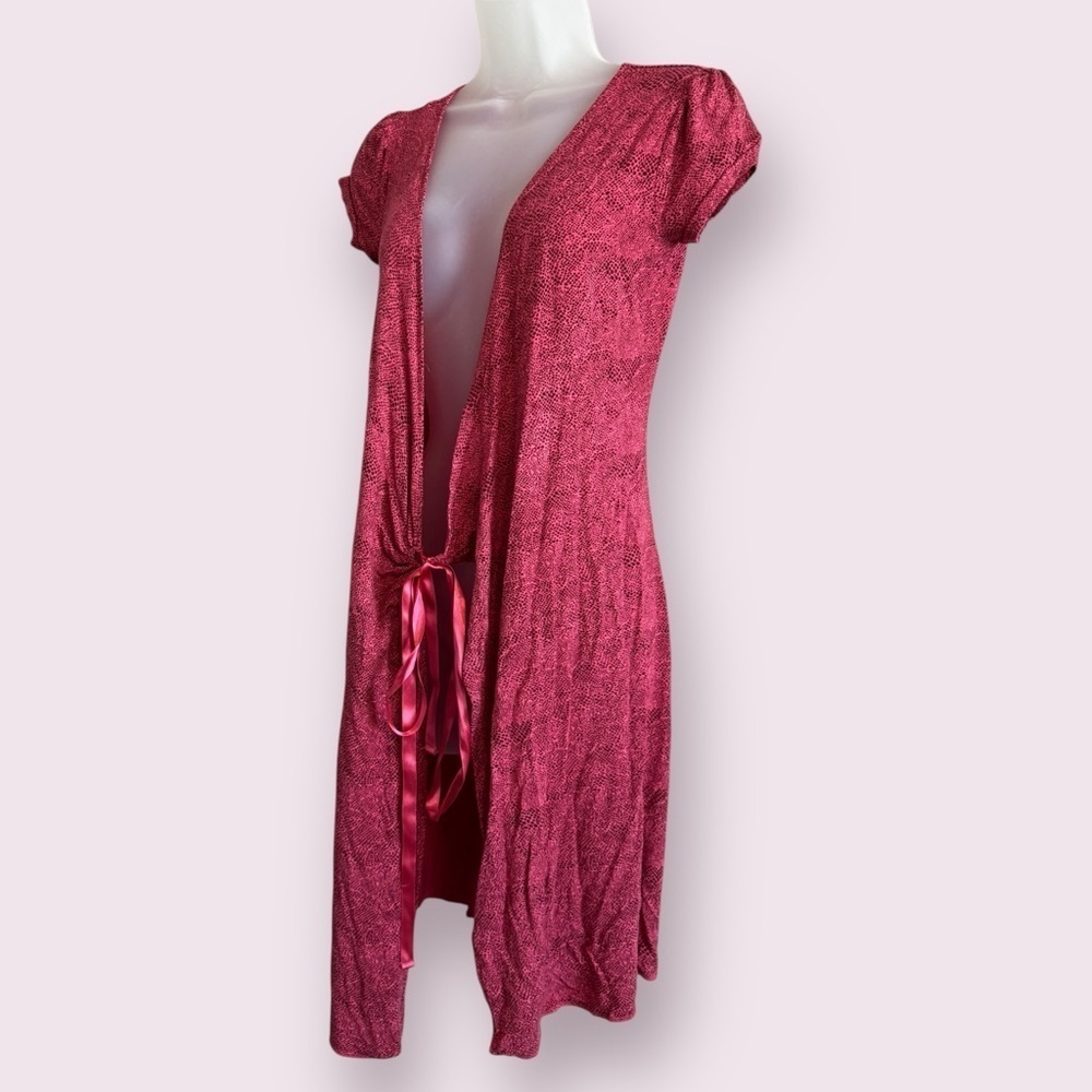 Express Raspberry Open Front Long Cardigan Short Sleeve Size XS - Picture 5 of 6